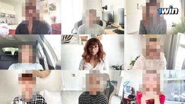 Трахает молодую жену в очках во время рабочего созвона по зуму