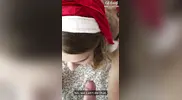 девушка в новогоднем костюме сосет брату хуй